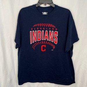 Cleveland Indians Baseball Adult Mens XL Dark Blue S/S T-Shirt MLB Genuine Merch